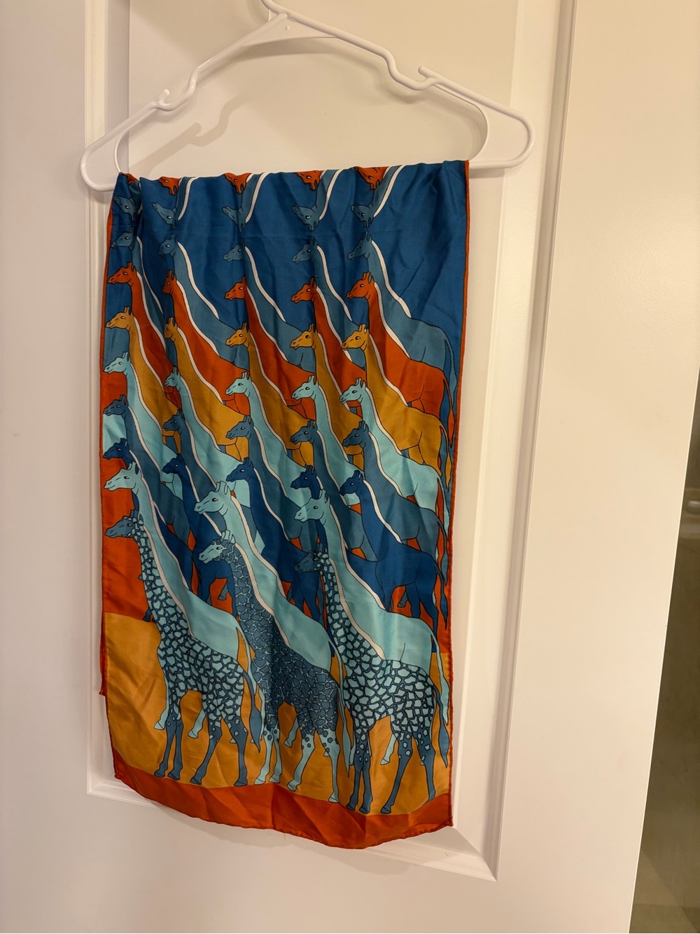 Blue & Orange Giraffe Print Women's scarf